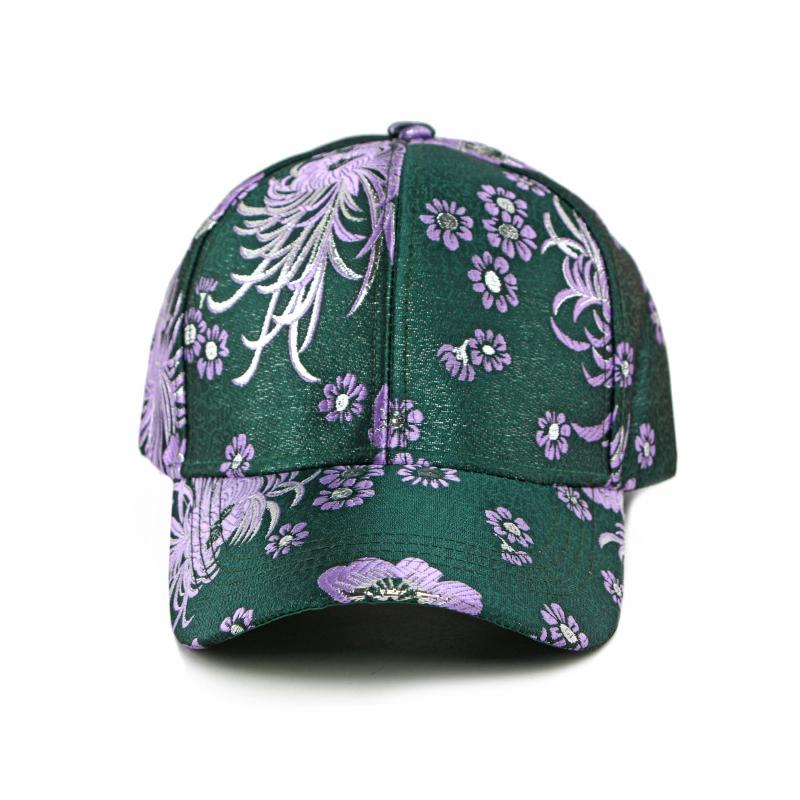 Hard Top Baseball Cap Women's Spring Autumn Sunscreen Hat Ethnic Style Flower Cap