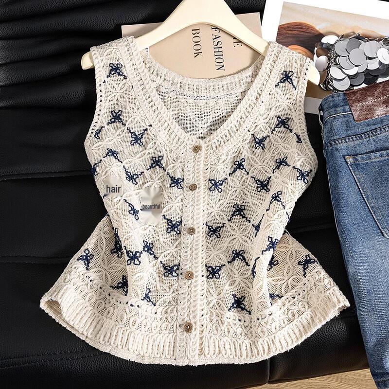 Women's Elegant V-neck Embroidered Layering Vest
