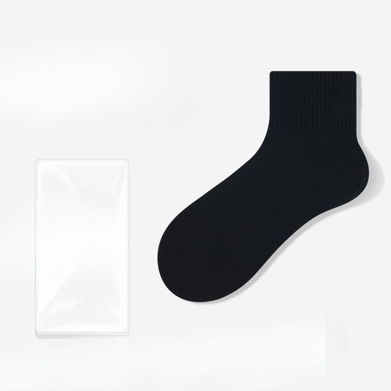 Women Spring and Autumn Pure Cotton Pure Color Moisture Absorption Breathable Deodorant Boneless Tube Socks