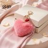 Heart Shaped Bag Ornament Plush Love Keychain for Backpack, Fuzzy Keyring Charm, Women Girls Handbags Decorative Accessory
