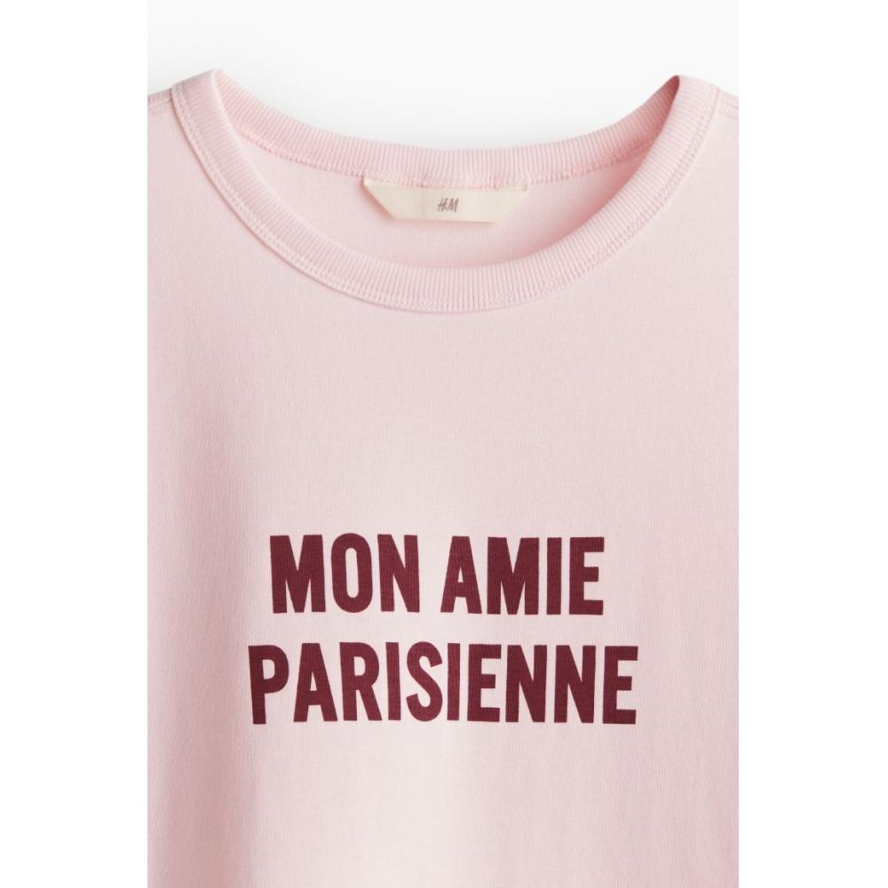 H M Fitted t shirt light pink Mon Amie
