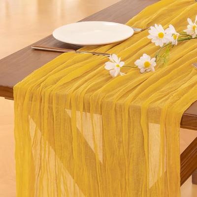 2 Stück Frühlings-Oster-Tischläufer, Käsetuch-Tischläufer, 90 x 180 cm, Käsetuch-Läufer, Boho-rustikaler Gaze-Tischläufer für Hochzeit, Babyparty, Geburtstag