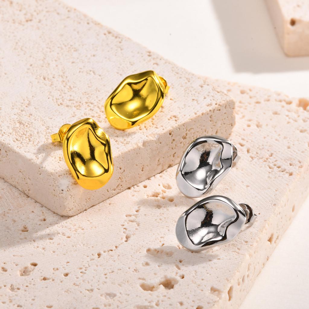 Hammered Geometric Stud Earring, Texture Metal Post Ear Jewelry for Women Gift
