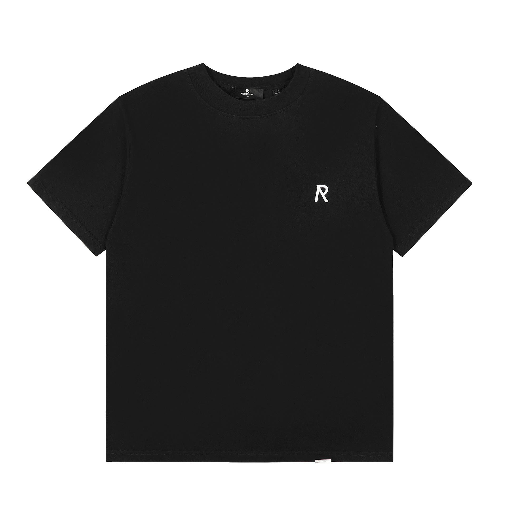 New cotton short-sleeved trendy brand REPRESENT letter R standard simple men and women couple loose casual T-shirt summer S чёрный