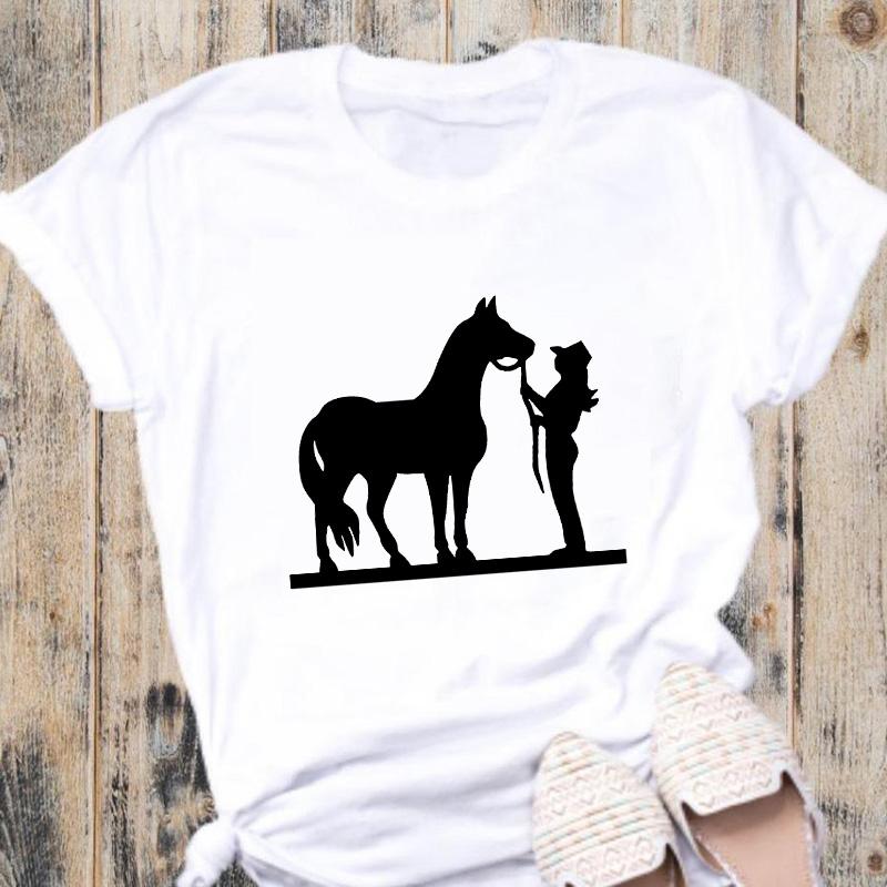 Women T-Shirt Horse Graphic Print T Shirt Women Summer Short Sleeve O Neck Aesthetic Tshirt Ladies Tee Tops Drop Shipping
