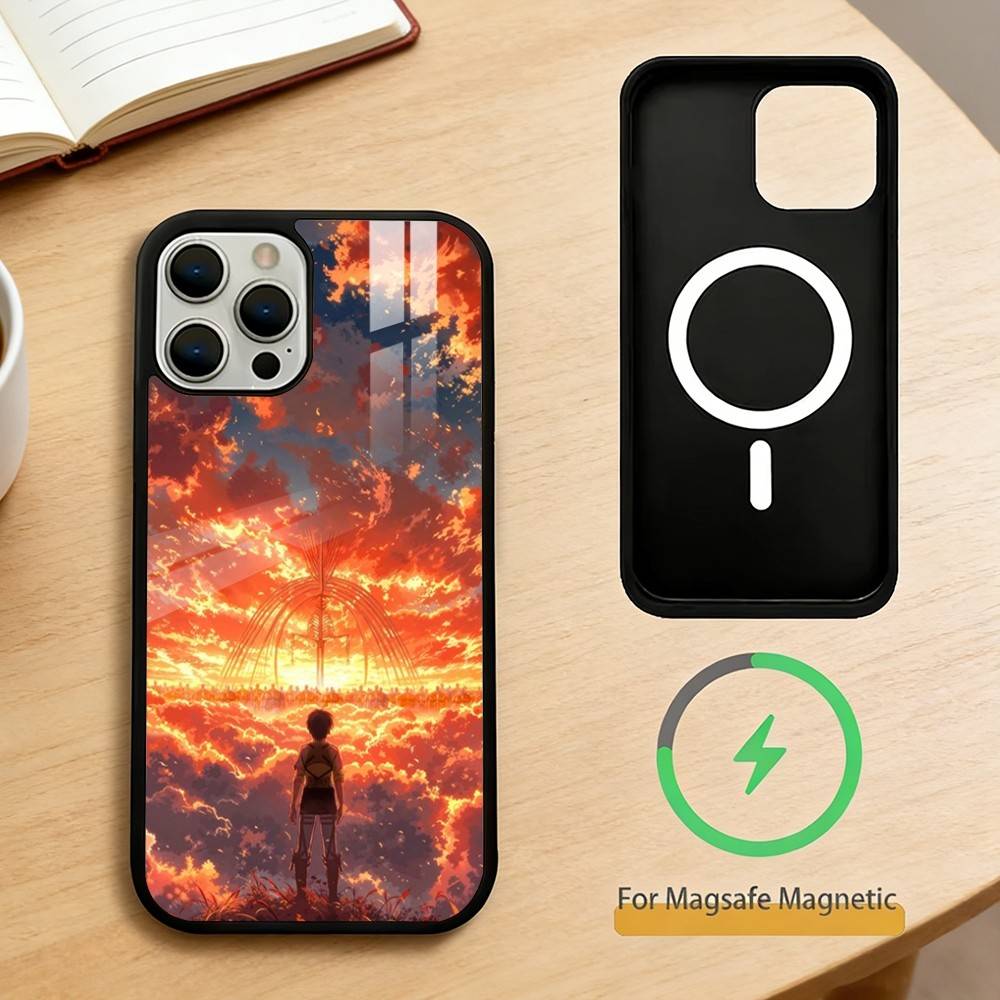 Attack On Titan Anime Phone Case For iPhone 14,16,15,13,17,12,Plus,Pro,Max Magnetic For Magsafe Frosted Cover iPhone15