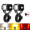 Devil Eye LED Motorcycle Headlight - High/Low Beam, White/Yellow Strobe