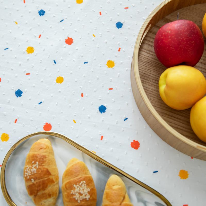 Cotton Graffiti Jacquard Geometric Dot Cut Flower Hairball Rectangular Tablecloth Coffee Table Dining Table Cloth Cover Towel