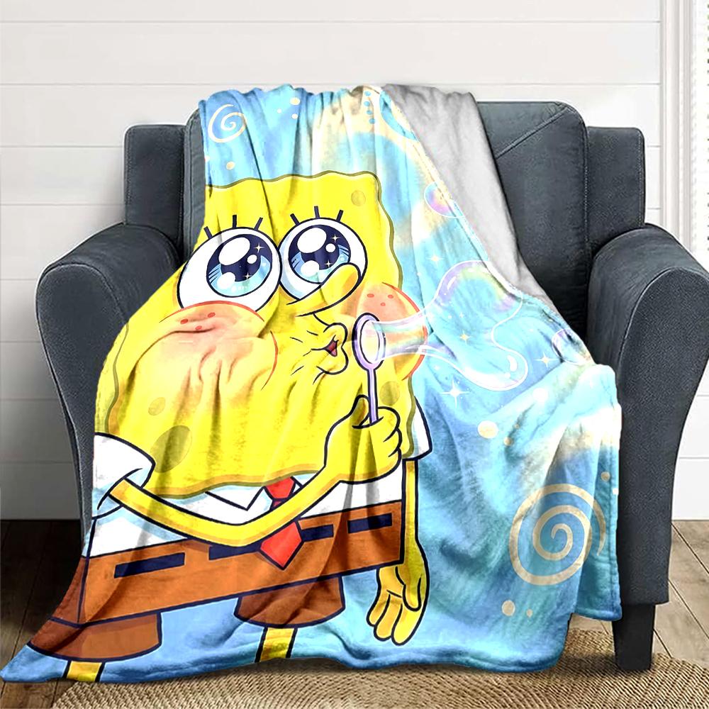 1Pc Spongebob Bubbles Blanket Soft Throw Blanket For Home Bedroom Bed Sofa Travel Office Solid Christmas Blanket