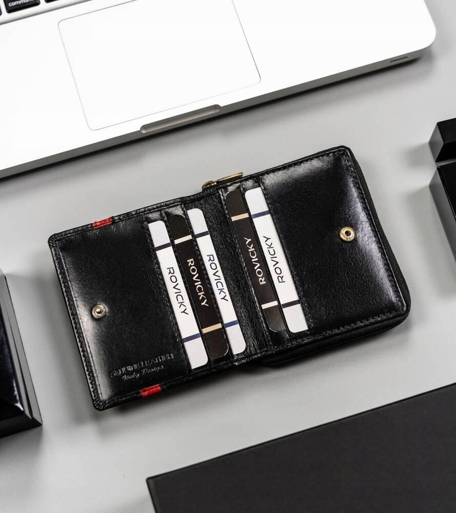Small men's leather wallet with zipper - Rovicky
