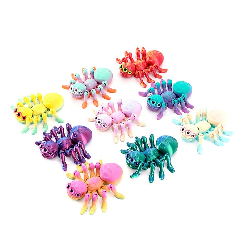 Flexible 3D Printed Articulated Spider Sculpture Poseable Jointed Spider Figurine Creative Desk Decor Ornament