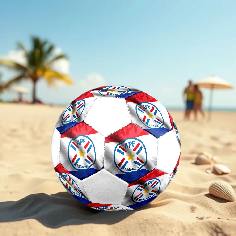 Logo de l'équipe nationale de football du Paraguay Ballon de Football Taille 5, Cousu à la Machine PVC, Durable & Très Rebondissant, Convient à Tous les Âges, Articles de Fan, Matches & Utilisation Extérieure.