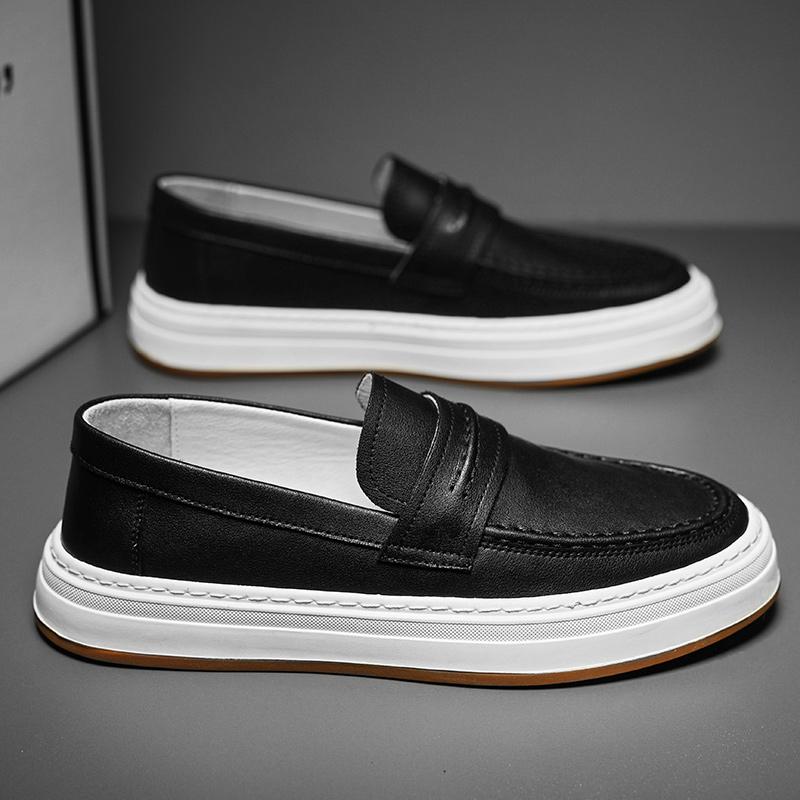 Vysoce kvalitní značkové pánské boty z pravé kůže s tlustou podrážkou, ležérní boty s podrážkou odolnou proti opotřebení, všestranné pánské oxfordky