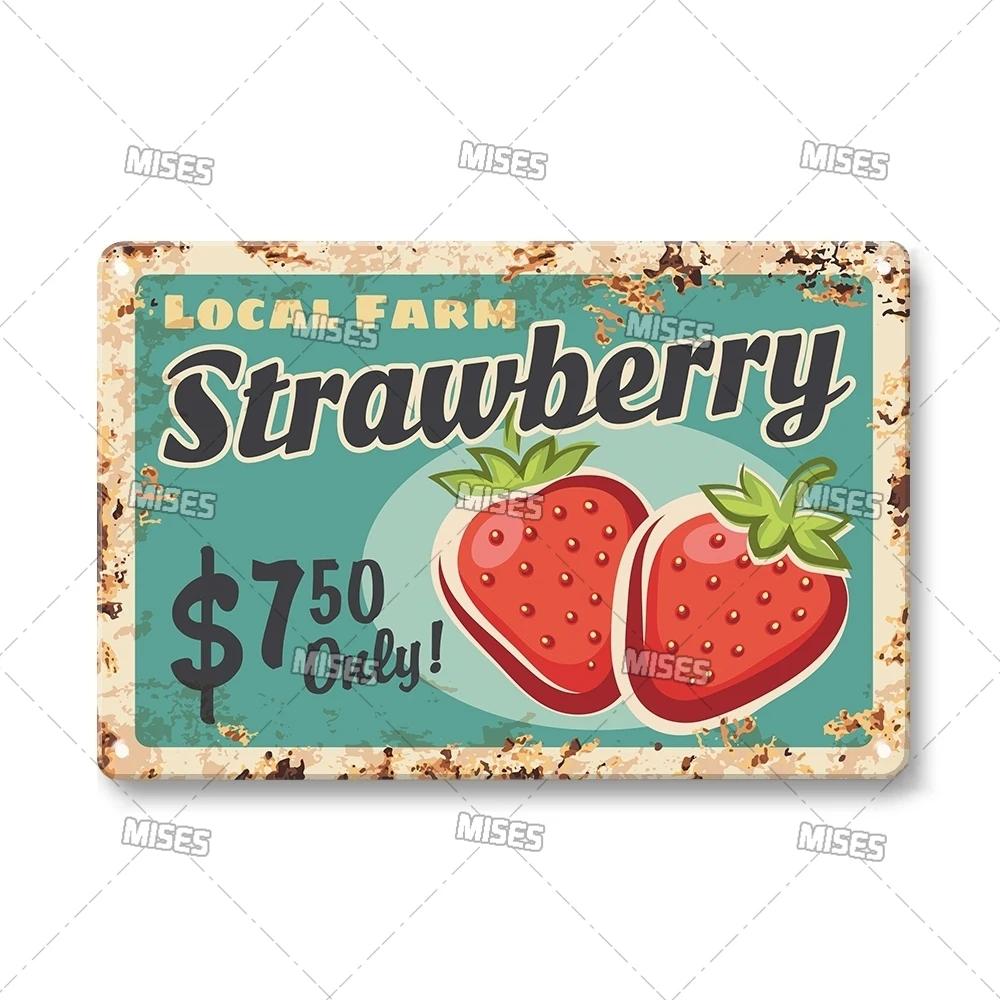 MISES Vegetable And Fruit Metal Tin Sign Retro Metal Plaque Decorative Plate Man Cave Studio Farm Metal Sign Kitchen Wall Plate
