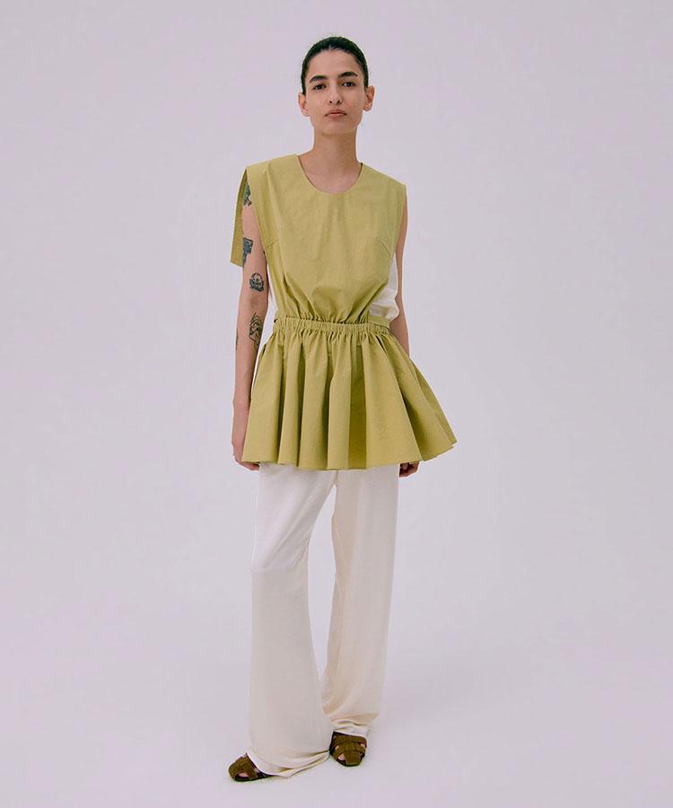 WNDERKAMMER Sailor Collar Layered Top_Olive