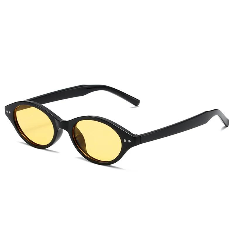 Nowe Małe Owalne Okulary Przeciwsłoneczne Damskie Retro Kolory Cukierkowe UV400 Męskie Modne Nity Okulary Przeciwsłoneczne