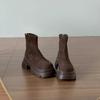Short boots, cigarette tube, winter black ancient thick-soled Martin boots, women's new thin models, small people
