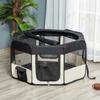 Puppy Playpen Foldable Mesh Cover Dog Playpen Breathable Mesh diameter 120 x 58H cm Black+Cream White