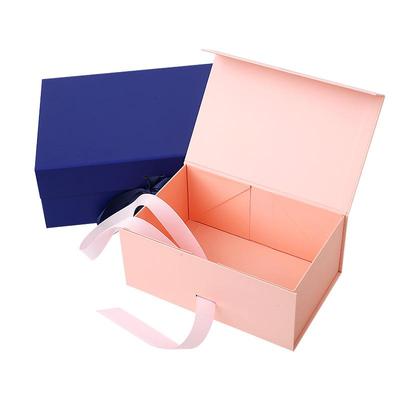 White Large Flip Lid Gift Box with Ribbon - Universal Folding Empty Box
