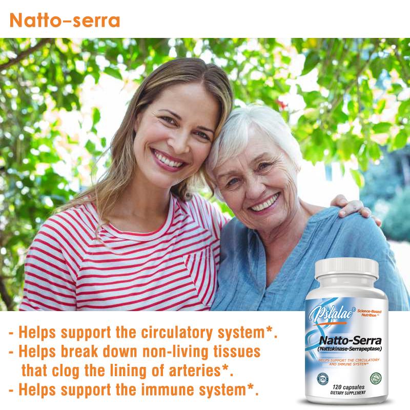 Le capsule integratori alimentari Natto-Serra aiutano a supportare la sana circolazione sanguigna e il sistema immunitario.