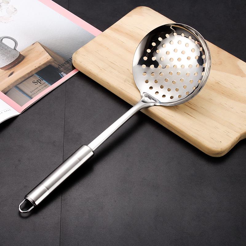 Stainless Steel Kitchen Utensil Set - Frying Spatula, Wok Spatula, Soup Ladle, Slotted Spoon.