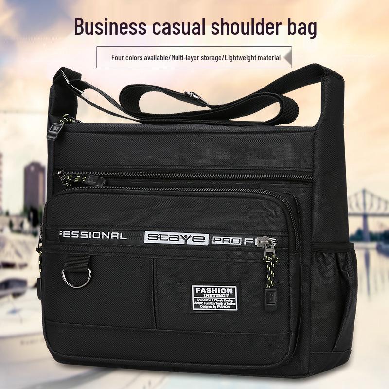 Simplified Men's Canvas Crossbody Bag - Multi-Compartment, Large Capacity, Outdoor Casual, Single Shoulder