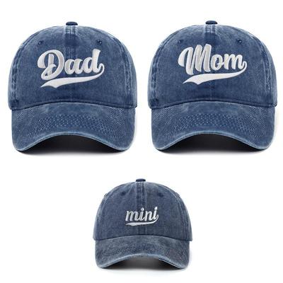 2PCS DAD MOM Embroidered Cotton Baseball Caps - Outdoor Sports Sun Hats