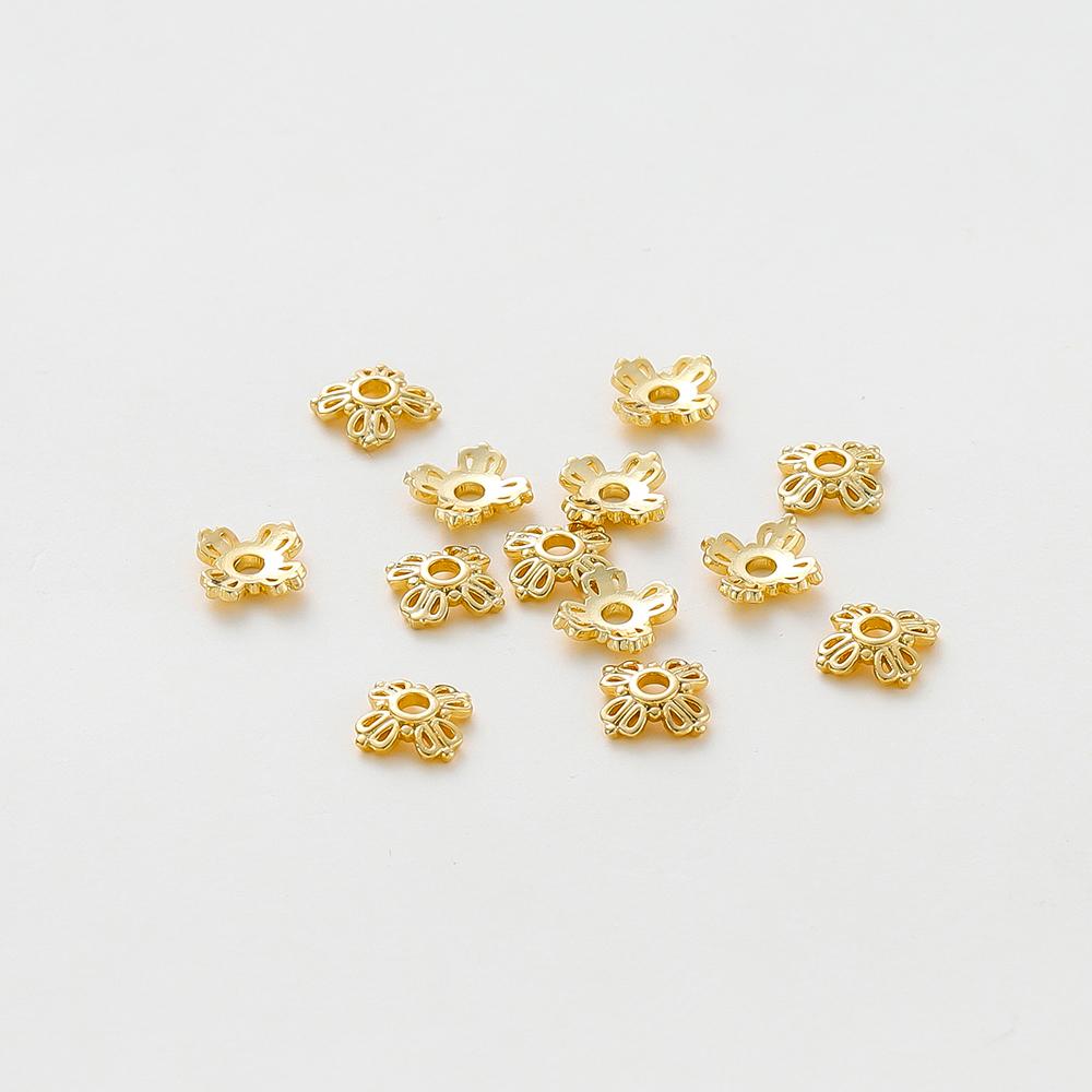 20pcs/lot 14K 18K Gold Color Tibetan Flower Beads Caps Tassel Loose Spacer Tray Beads For DIY Jewelry Making Accessories