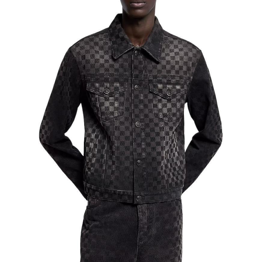 Louis Vuitton Flocked Damier Denim Trucker Jacket 1AHBDV