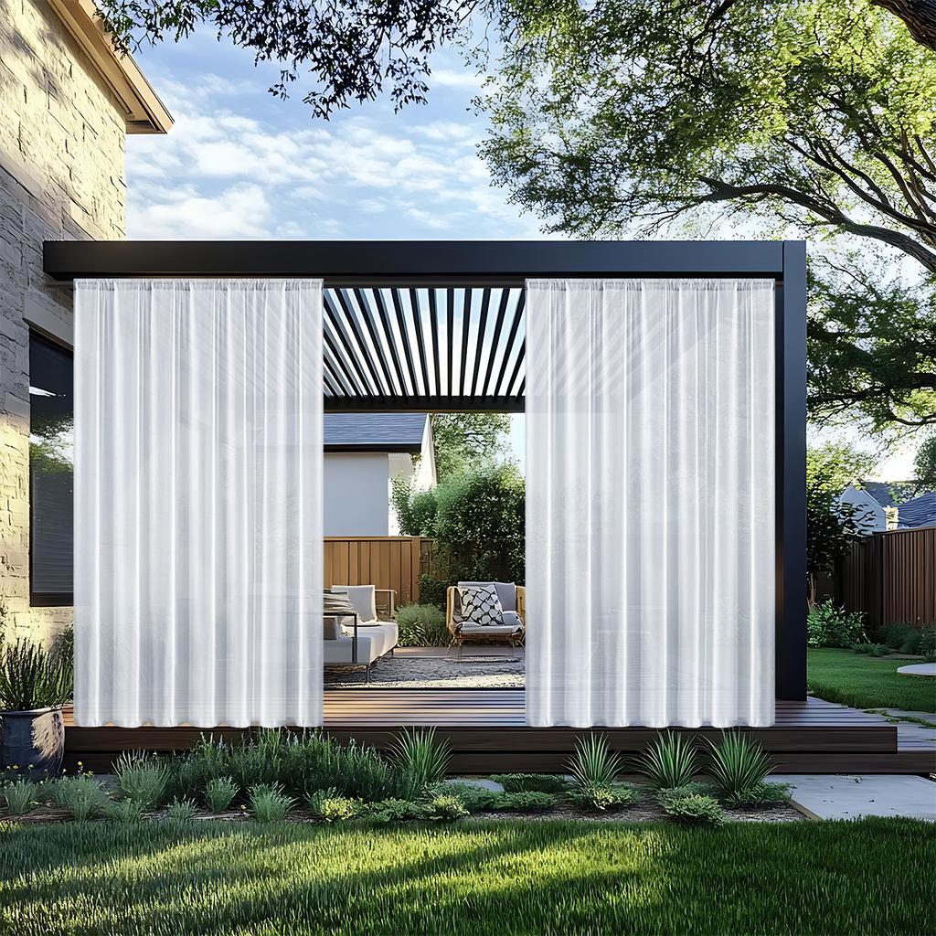 1pc Modern Terylene Waterproof Outdoor Curtain, Window Screen, Sheer Curtains for Terrace Balcony Showcase, Summer Curtains