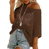 Top estivo sexy a maniche a cinque quarti con cut-out e traforato, pullover smock da spiaggia, maglione lavorato a maglia per donna