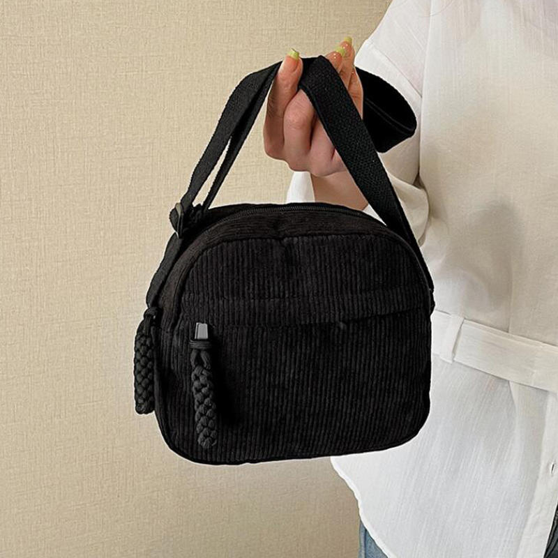 Simple Versatile Crossbody Bag Fashionable Casual Small Square Bag Personalized Commuting Shoulder Bag Corduroy Unisex Handbag
