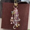 Butterfly Moon Star Zircon Bead Tassel Key Chains for Women Korean Pearl Bow Water Drop Handmade Chain Bag Key Pendant Accessory