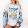 Pumpkin Spice Latte Shirt, Pumpkins Tshirt, Coffee Lovers Shirt, Retro Check Style, Trendy Latte Fall Graphic Tee, Womens Clothing Plus Size