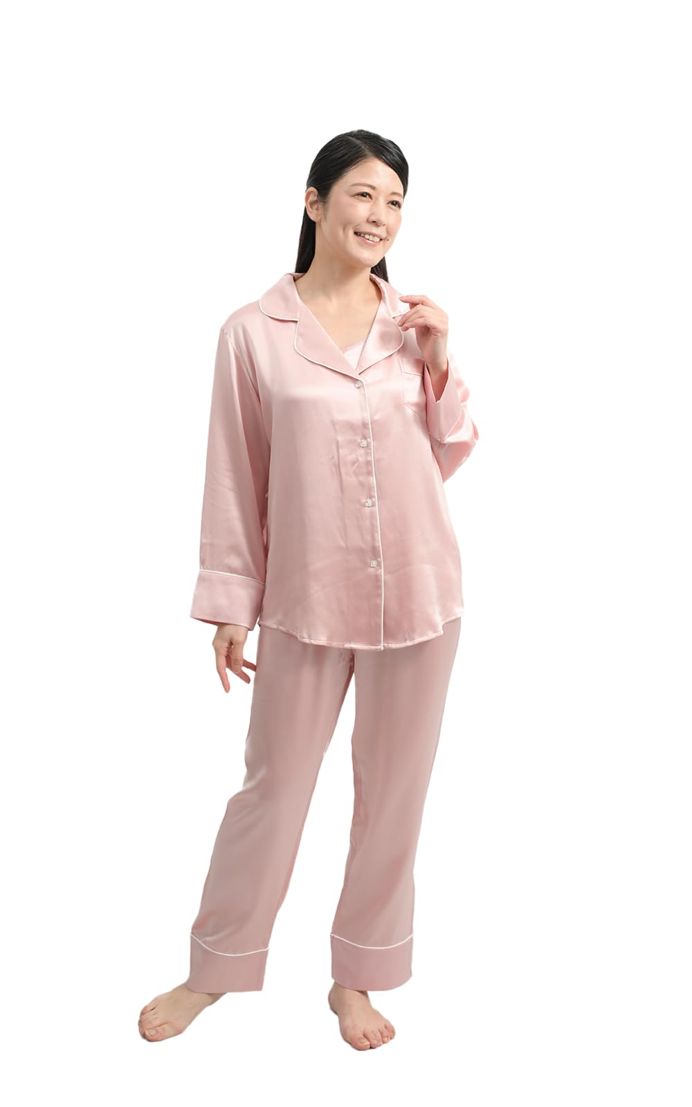 

Gentle Silk Long Long Solid Front Sizes 30s 40s Vintage [eletty] Women s Pajamas, Loungewear, Sleeves, Pants, Color, 100% Silk, Spring, Summer, Fall,