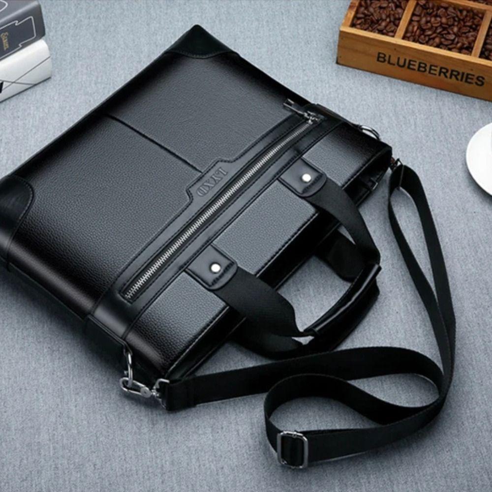 Paper Organizer Business Documents Bag Large Capacity Laptop Bag PU Leather Briefcase Stationery
