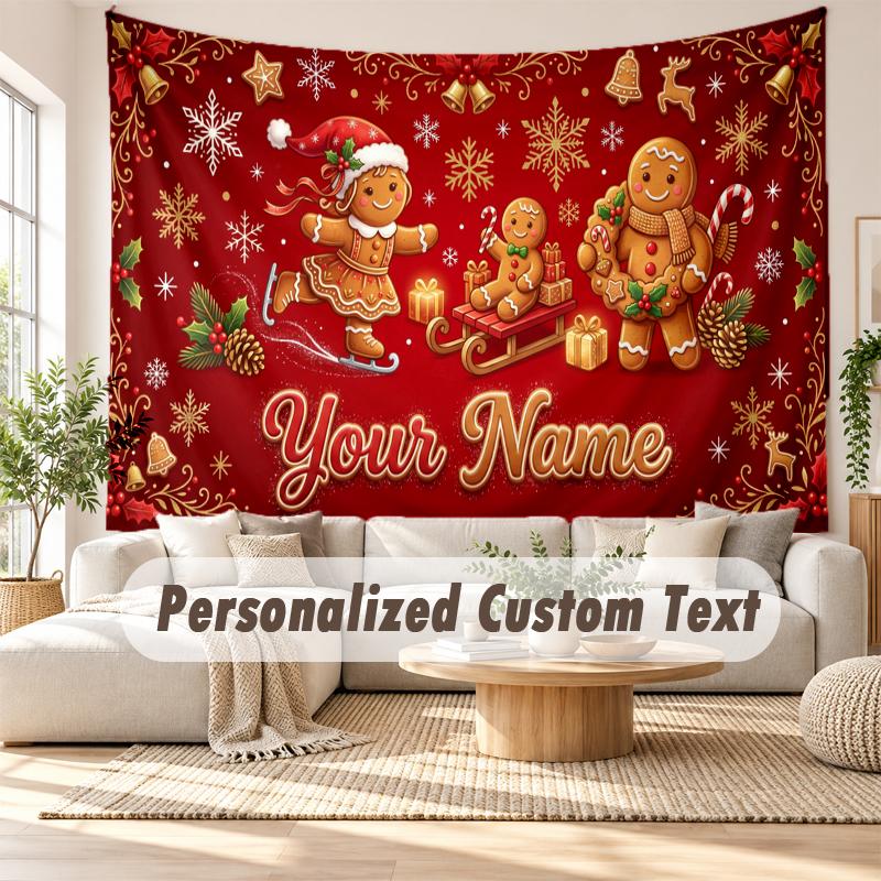 Christmas Custom Name Printed Tapestry Wall Hanging For Bedroom Living Room Wall Decor Holiday Gift