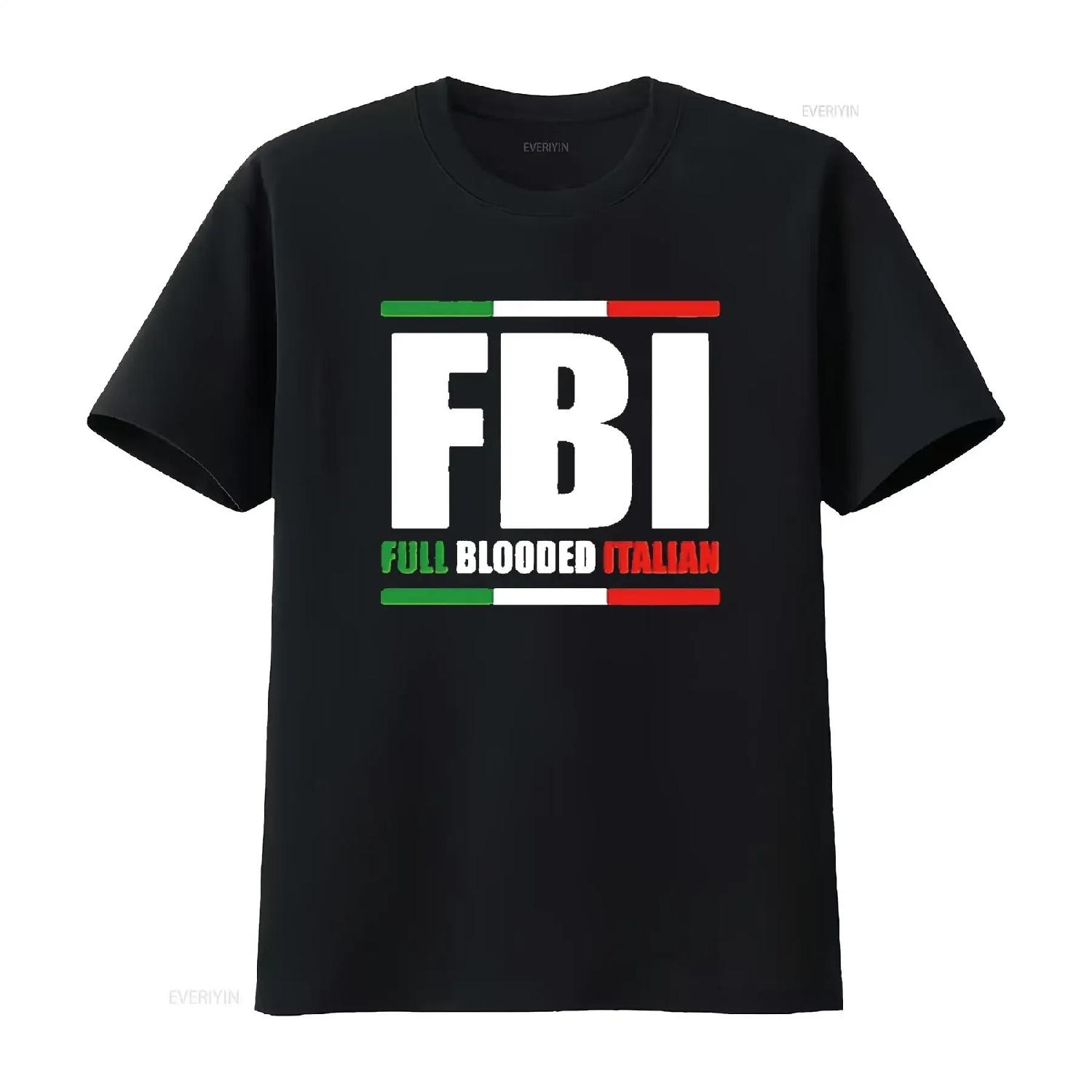 Мужская футболка FBI Полнокровный Итальянец Гордость Итальянским Наследием Америка Черная Большой Размер Винтажная Стиранная Унисекс Уличная XXXXXL разноцветный