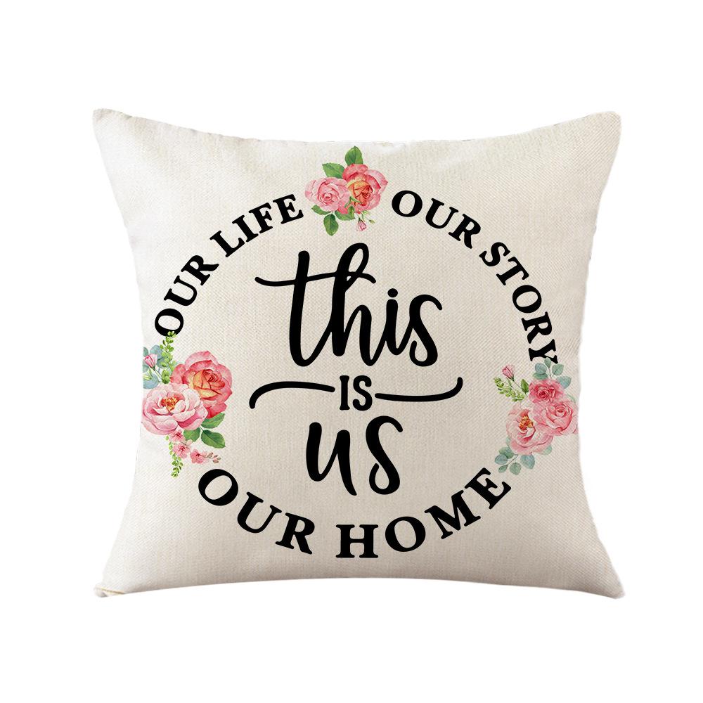 Thick Linen Printed Fabric Pillowcase Large Cushion Sofa Office Bedside Pillowcase Lumbar Pillow Car Backrest