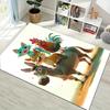 Fairy Tale Animal Group Print Area Rug Donkey Cat Fox Rooster Floor Carpet Home Living Room Decor