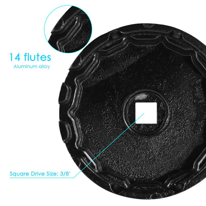 Aluminum Oil Filter Wrench 3/8 Square Drive Cap Socket Remover Tool 14 Flute for Toyota Prius Corolla Rav4 Lexus Car Repair Tool