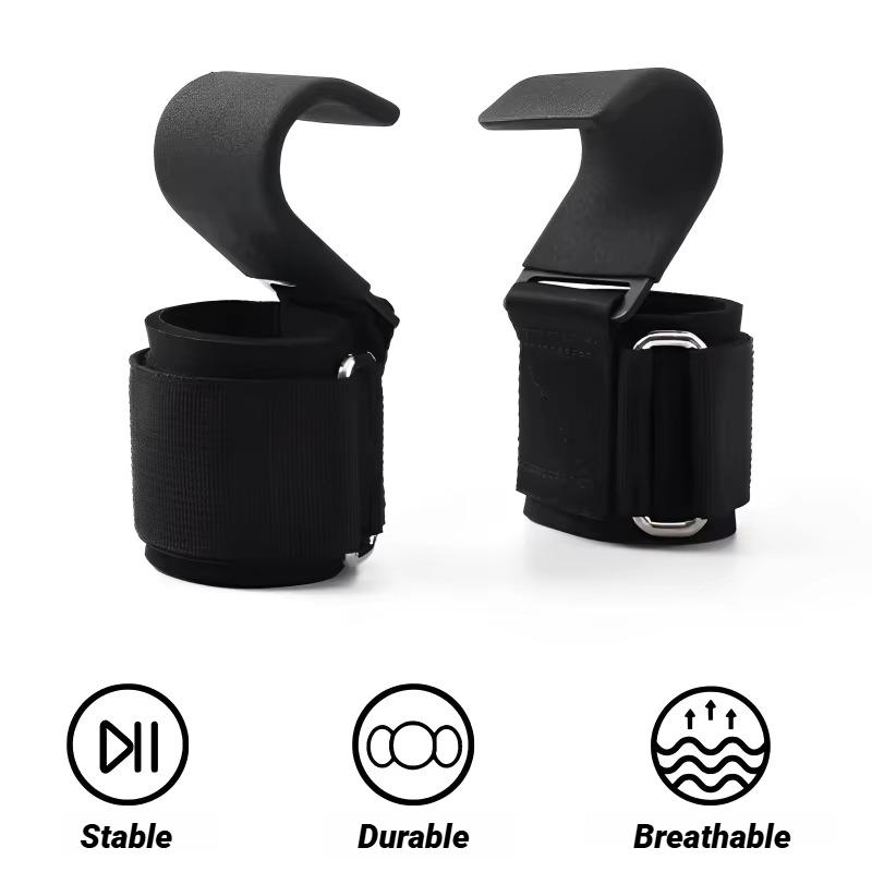 2Pcs Non-Slip Weight Lifting Hooks Premium Straps for Deadlift Pull Up Exercise Fitness Training