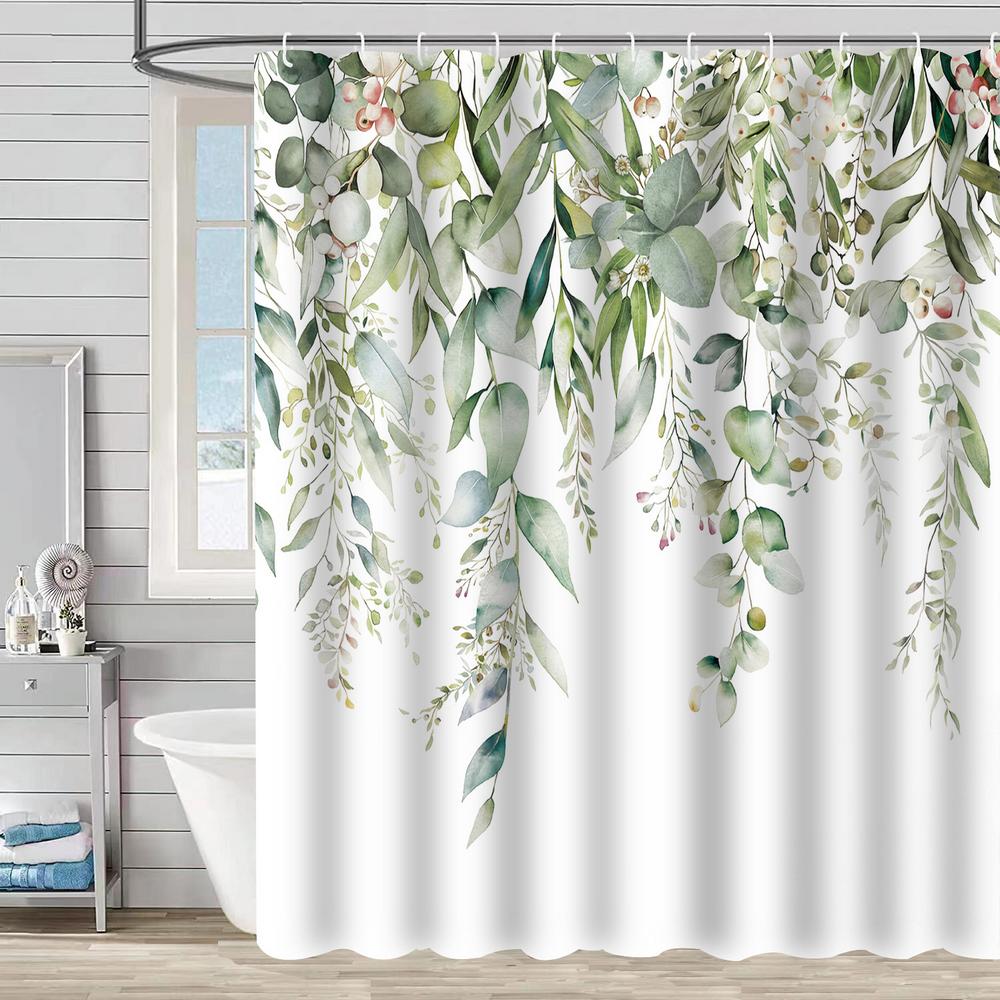 Bathroom Floral Shower Curtain, Retro Flower Farmhouse Flower Plant Butterfly Animal Bohemia, Bathtub Shower Curtain With Hooks