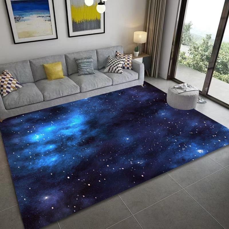Galaxy Planets Carpet Mat Spiral Nebula Rug Glowing Cosmic 3D Effect Stardust Vibrant Home Decoration Floor Mats Bedroom Carpet