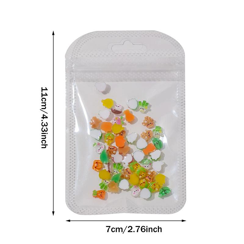 20Pcs Ice-Transparent Vegetable Nail Art Accessories Cute Mini Nail Charms Cabbage Corn Resin Nail Rhinestones Cartoon Decor