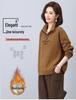 Women's High Neck Fleece Sweatshirt, Turn-Down Collar, 2024 Autumn/Winter, Petite, Thick Zip-Up Top for Moms