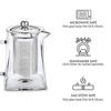 Octavius | Pyramid Shape Borosilicate Glass Tea Pot with Infuser - 900 Ml | Removable Infuser & Lid | Heat Resistant | Ideal for 6 To 7 Cups