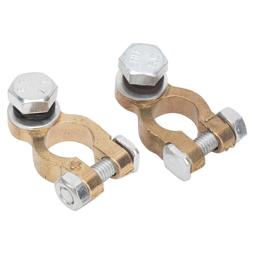 2PCS Pure Copper Battery Terminal Connectors Alloy Heavy Duty Top Post Connectors Brass Secure Fit Positive Negative Terminals