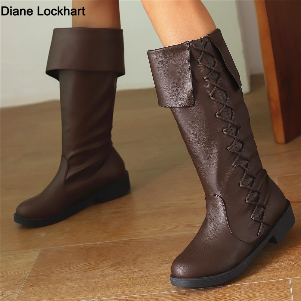 Fashion Women's Medieval Shoes Knee High Boots Platform Boots Retro Cowboy Boots Black Brown Cosplay Boots Gothic Punk Shoes Size 35-48