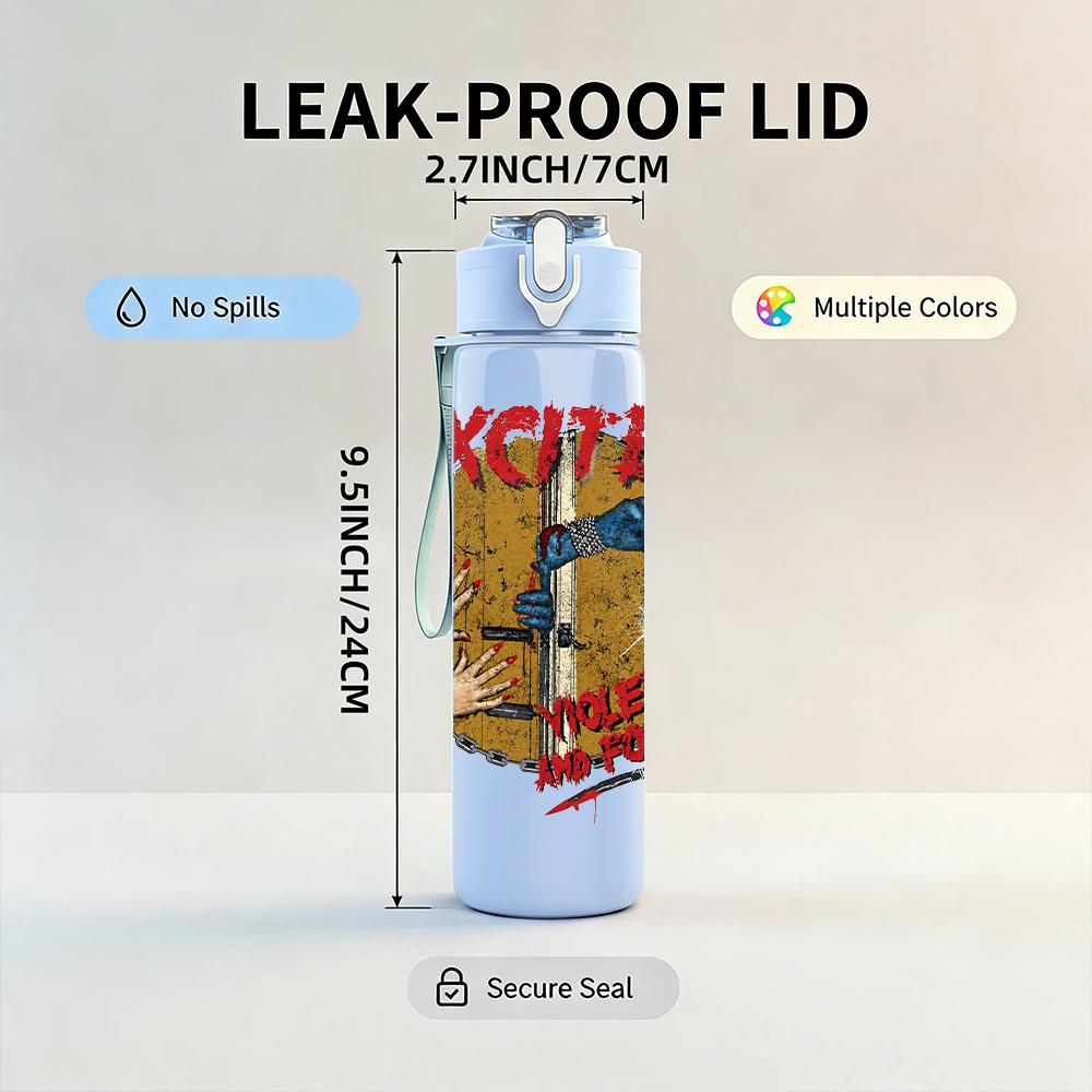 1PC Exciter Metal Band Retro Album Print 750ml Portable Sports Water Bottle Leakproof Travel Gym Drink Cup